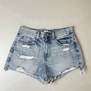 Pistola Nova High Waisted Distressed Denim Shorts Raw Hem Size 27